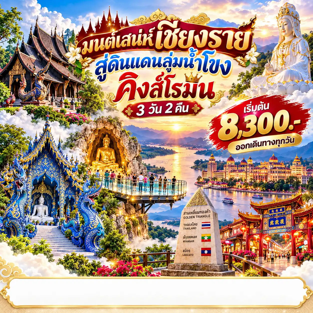 แพ็กเกจทัวร์เชียงราย มนต์เสน่ห์เชียงราย สู่ดินแดนมาเก๊าลุ่มน้ำโขง คิงส์โรมัน 3วัน 2คืน